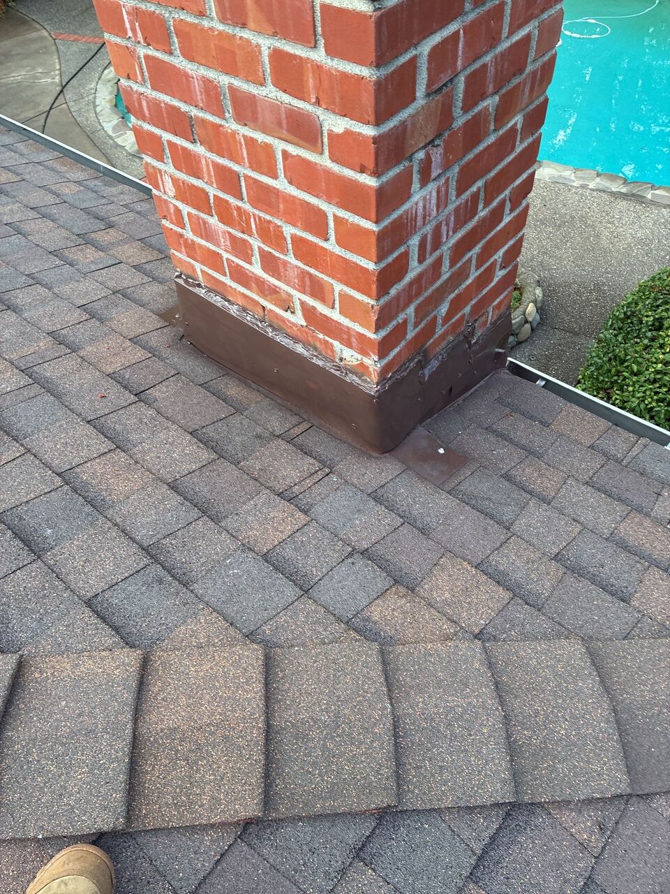 Chimney flashing detail — inspection documentation